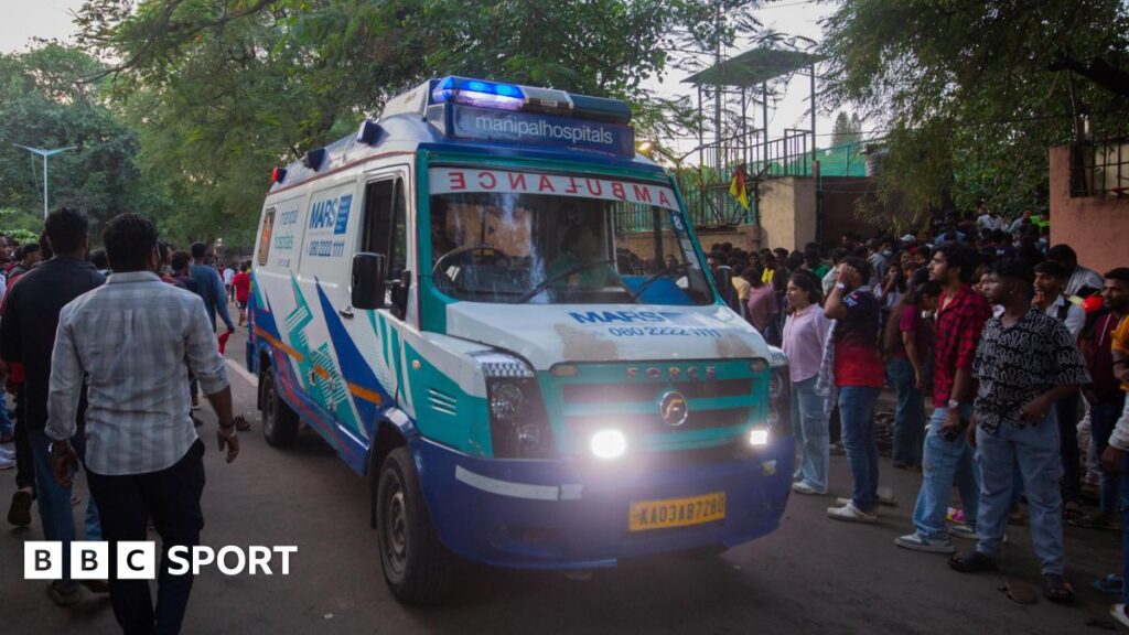Ambulance outside Chinnaswamy Stadium