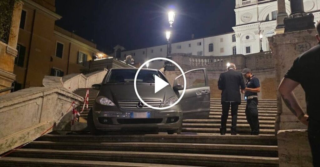 Driver Takes Wrong Turn Down the Spanish Steps in Rome