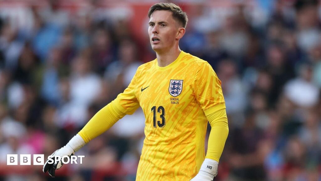 Dean Henderson playing for England against Senegal