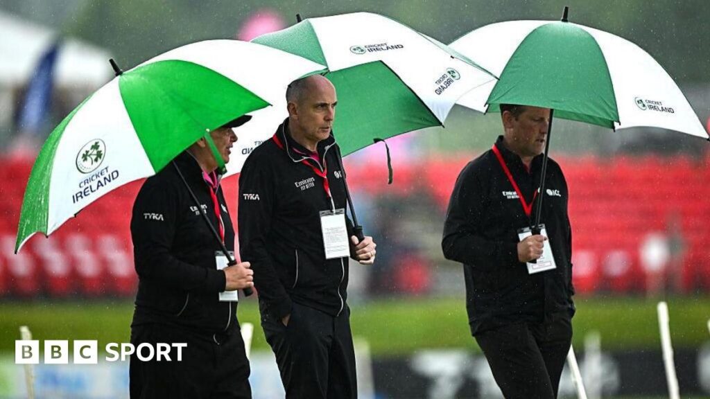 Umpires out on the pitch at Bready