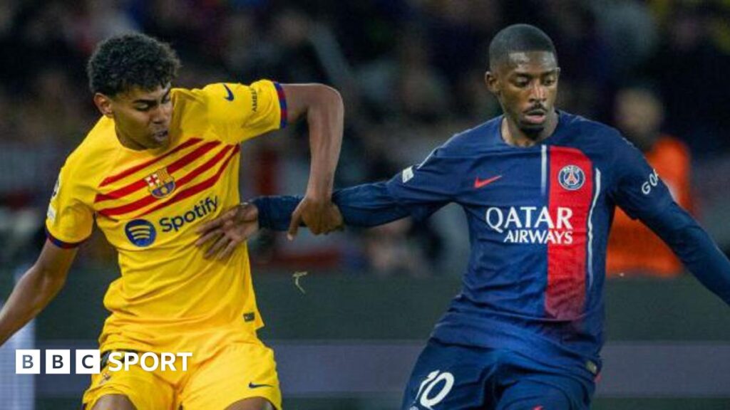 Lamine Yamal and Ousmane Dembele battle for the battle during the 2023-24 season