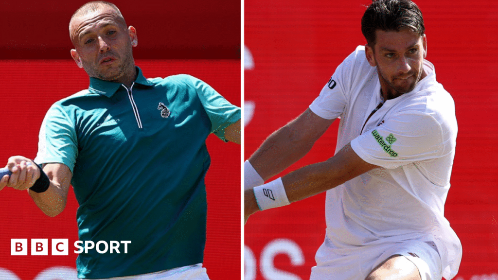 Dan Evans and Cameron Norrie in action