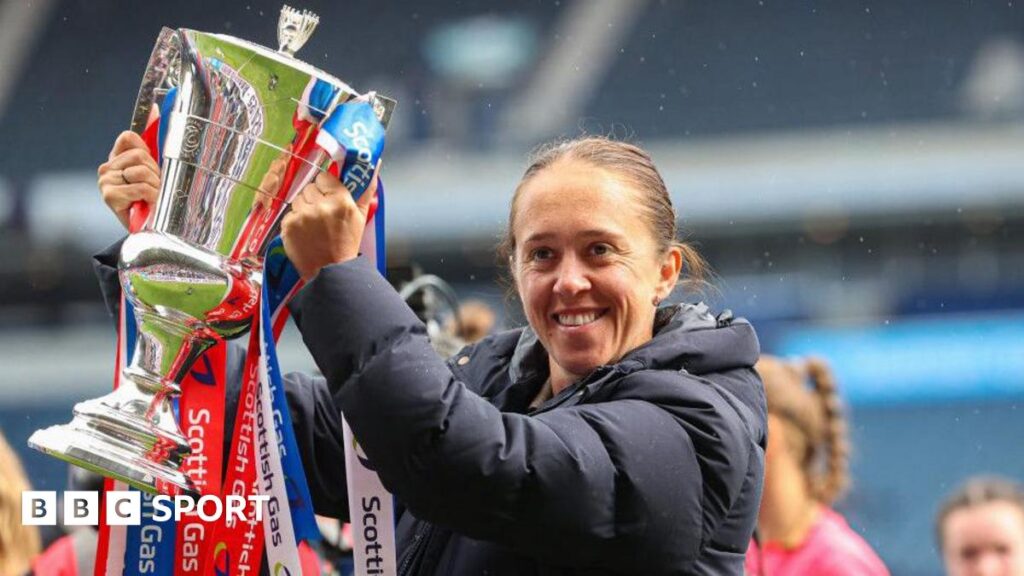 Jo Potter celebrates with Rangers