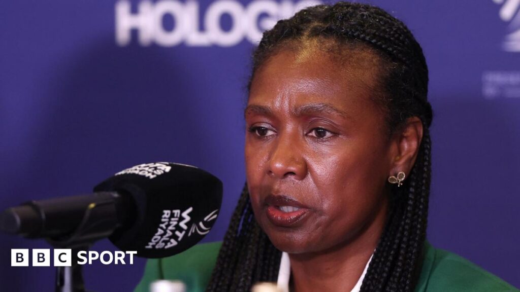 WTA CEO Portia Archer speaks at a news conference