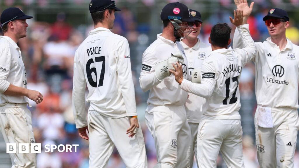 Gloucestershire celebrate wicket