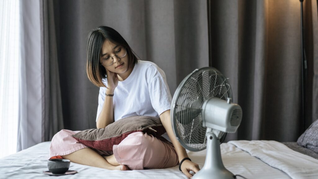 girl and fan