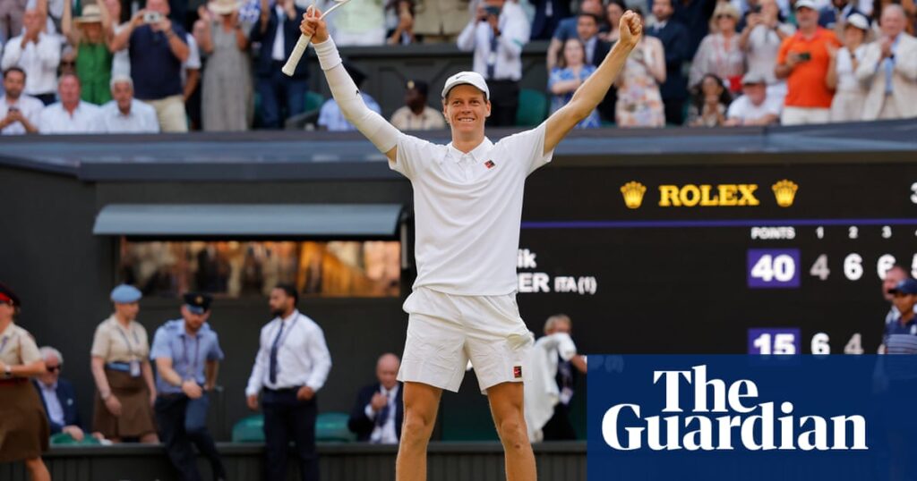 Jannik Sinner roars back to beat Carlos Alcaraz for first Wimbledon final win | Wimbledon 2025