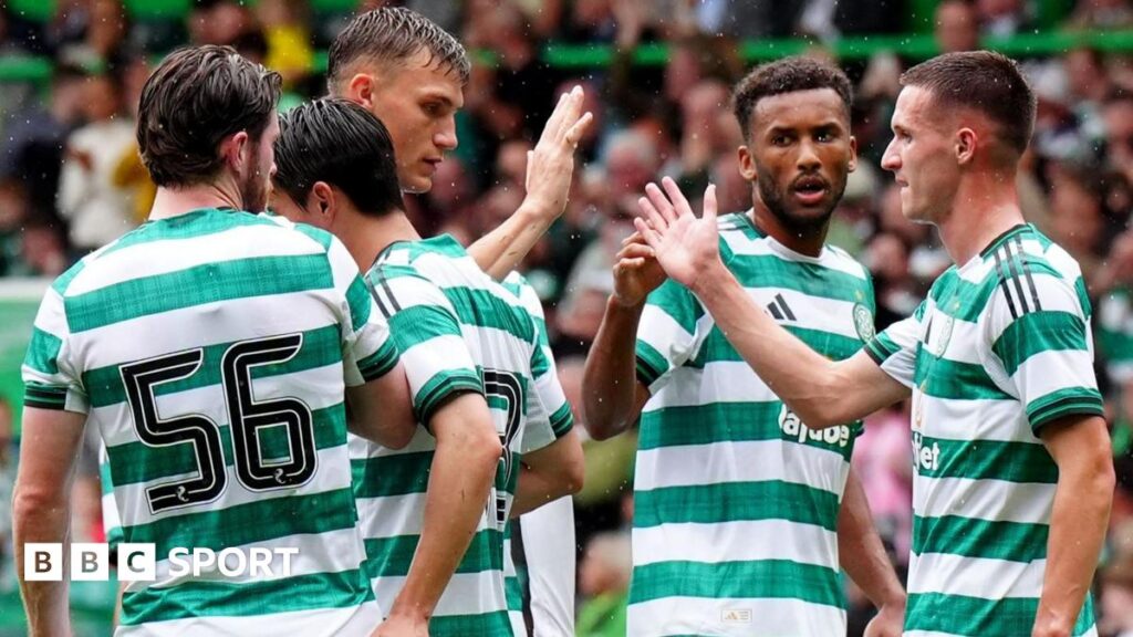 Celtic players celebrating