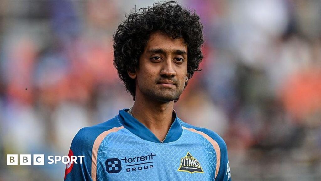 R Sai Kishore playing for Gujurat Titans in the Indian Premier League