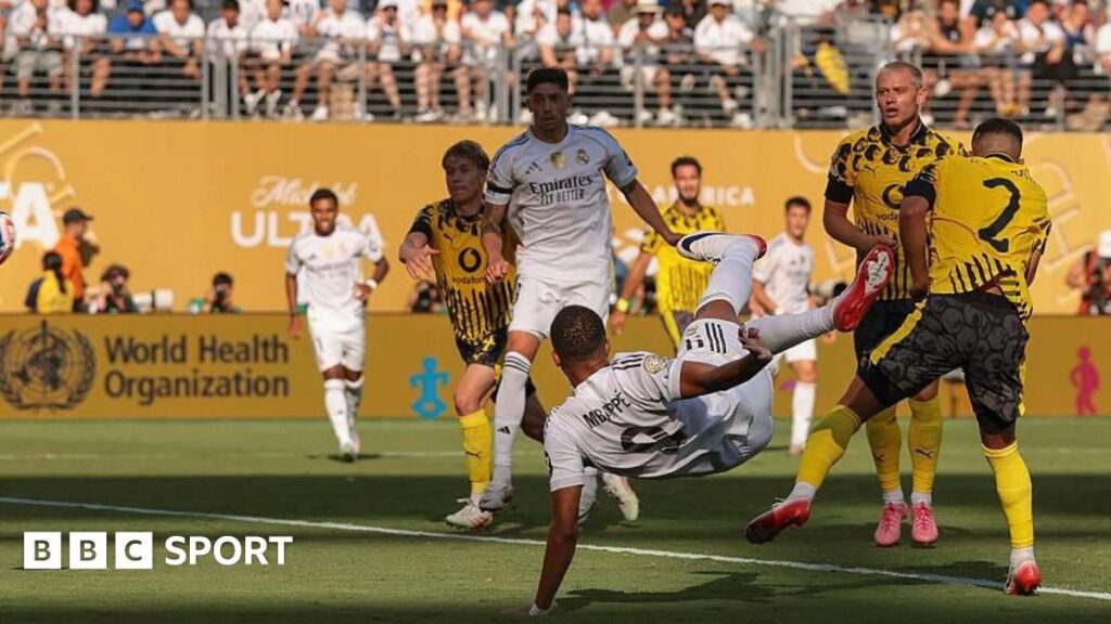 Kylian Mbappe scores a stunning bicycle kick in Real Madrid's Club World Cup quarter-final victory over Borussia Dortmund