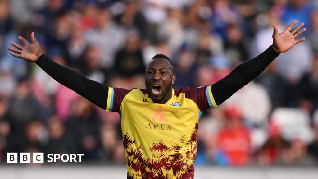 Andre Russell appeals for a wicket