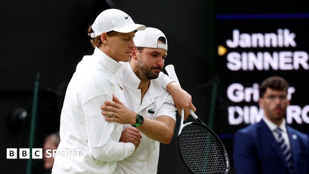 Jannik Sinner consoles Grigor Dimitrov after his injury