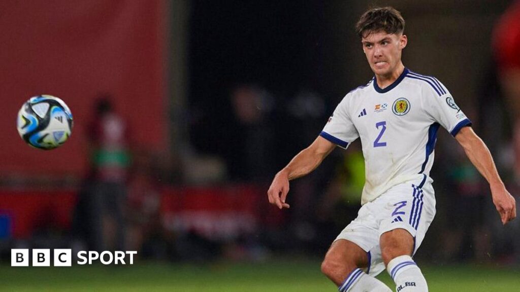 The last of Aaron Hickey's 14 caps came against Spain in October 2023