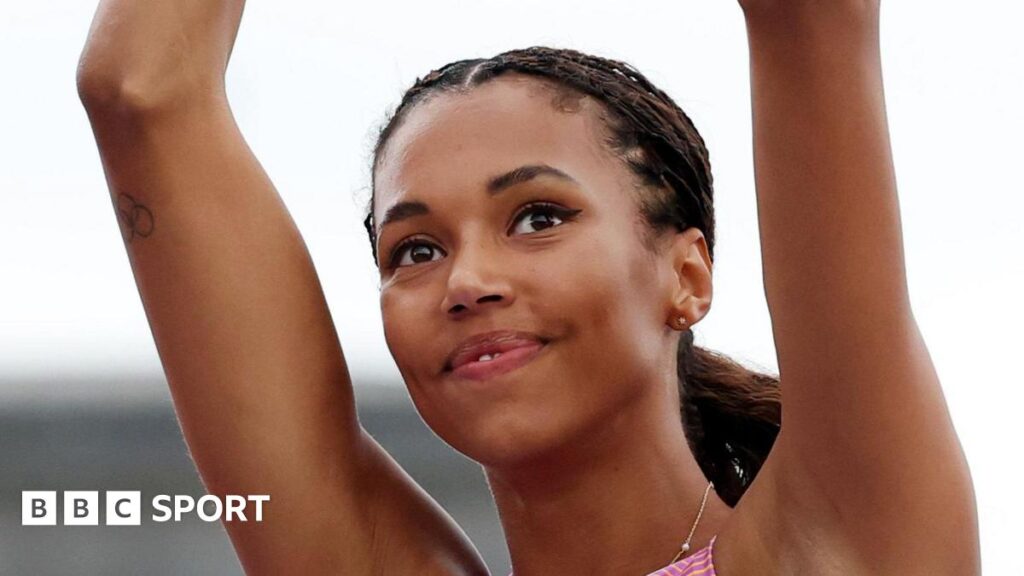 Britain's Morgan Lake celebrates after clearing two metres in Zurich