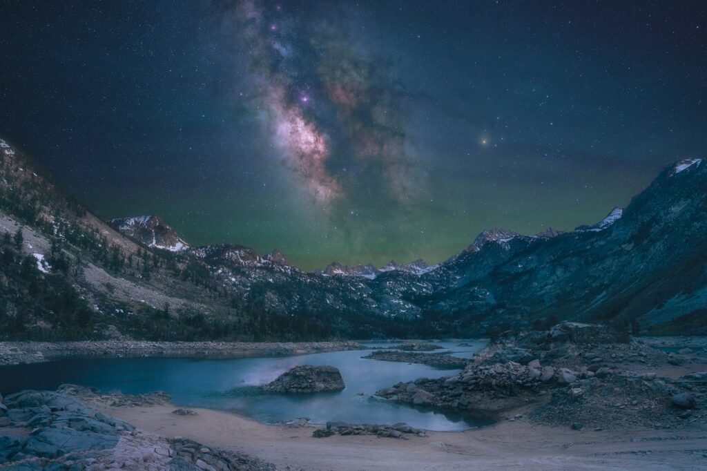 Night sky above the Sierra Nevada