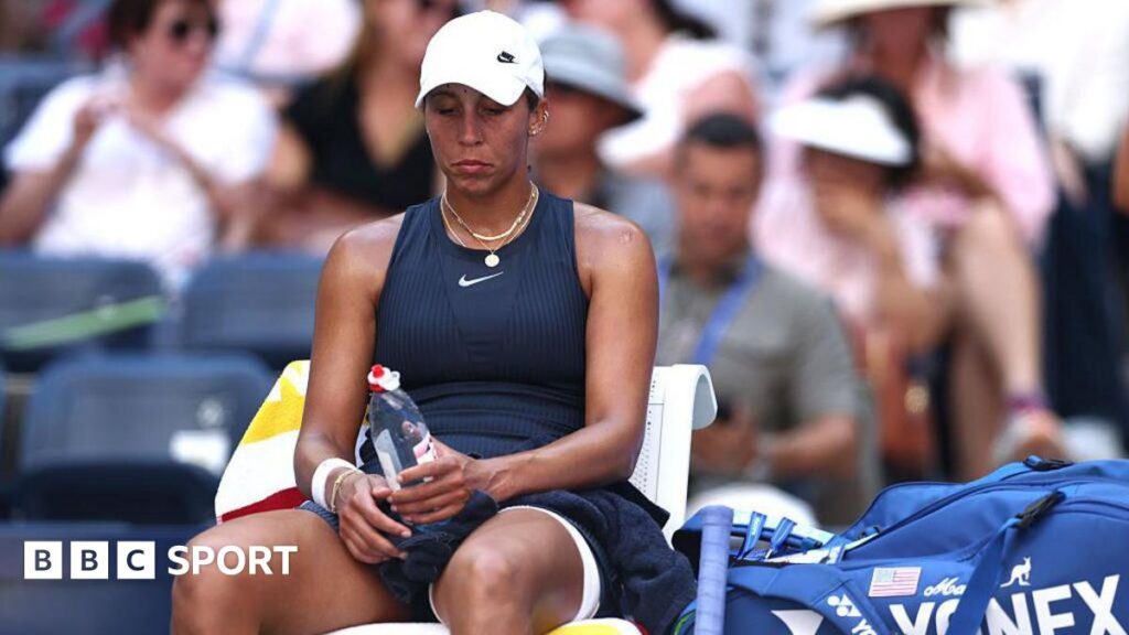 Madison Keys looks dejected during her US Open first round defeat to Renata Zarazua.