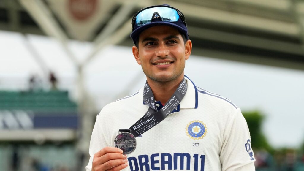India's player of the series India's captain Shubman Gill on day five of the fifth cricket test match between England and India at The Kia Oval in London, Monday, Aug. 4, 2025. (AP Photo/Kirsty Wigglesworth)