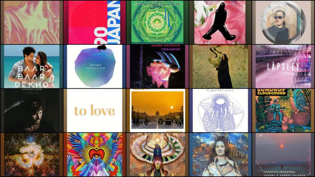 Album covers of some of the best yoga songs to start class