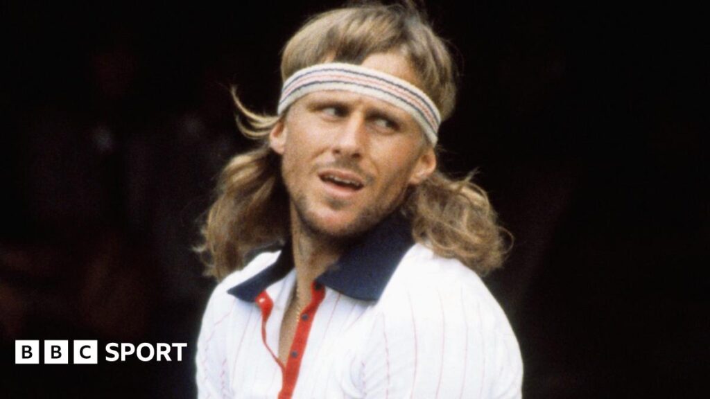 Bjorn Borg waits to serve during the 1980 Wimbledon final against John McEnroe