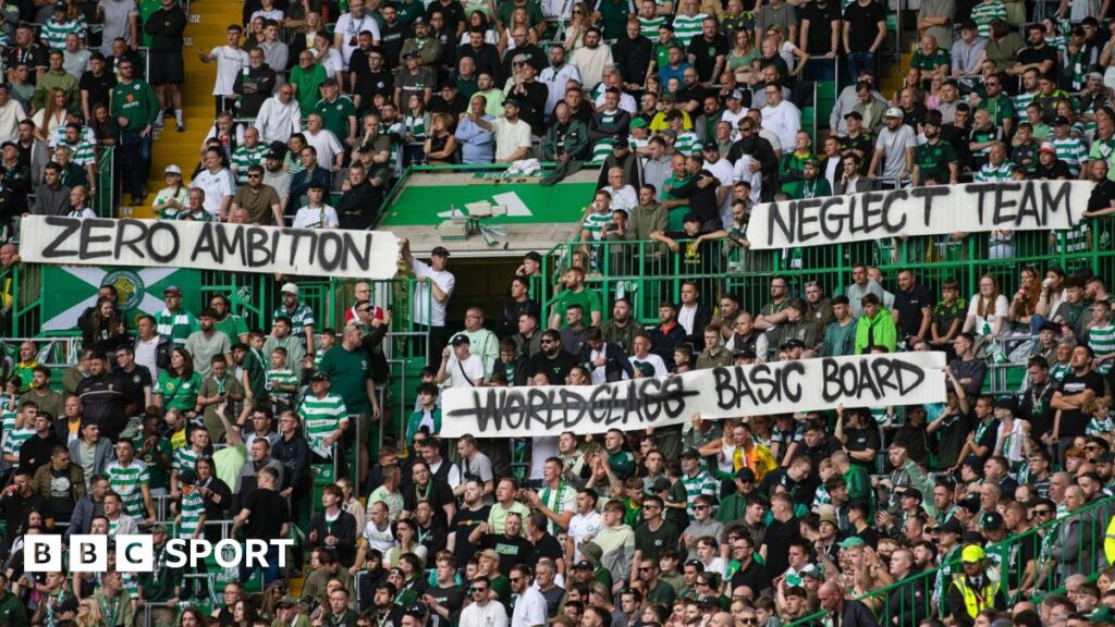 Celtic fans display banners