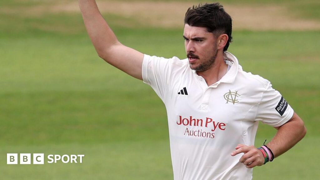 Josh Tongue celebrates wicket