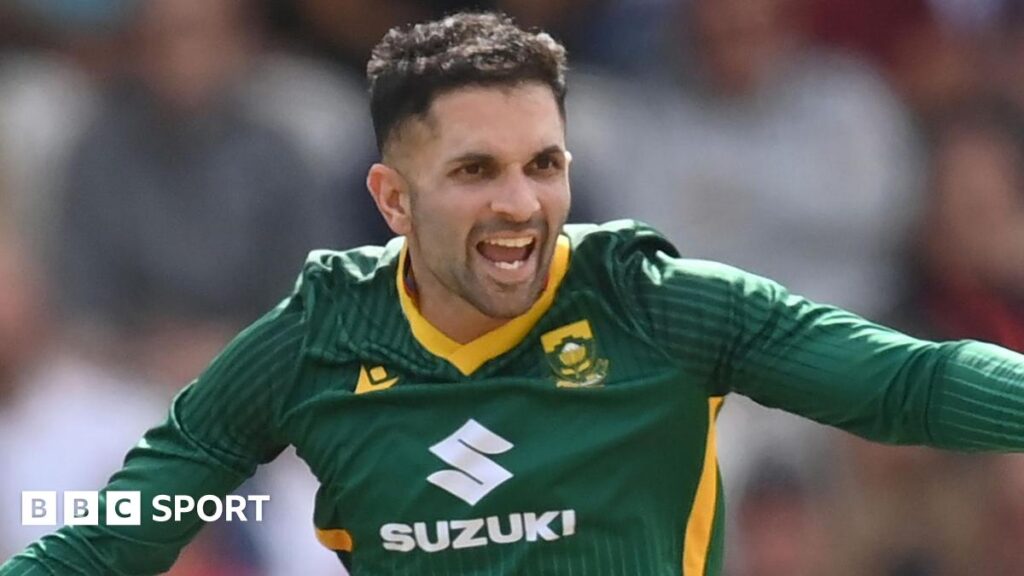New Leicestershire bowler Keshav Maharaj playing cricket for South Africa