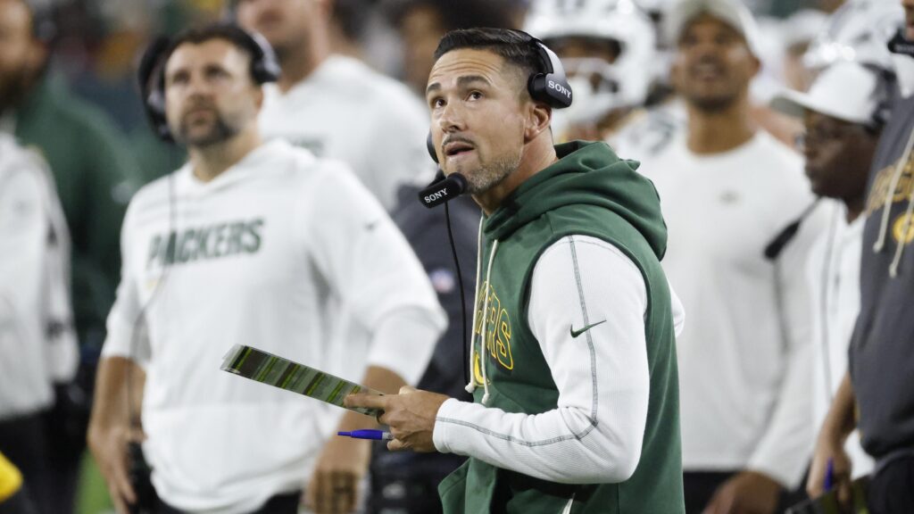 Matt LaFleur Celebrates Romeo Doubs' TD in Viral Photo from Packers vs. Commanders