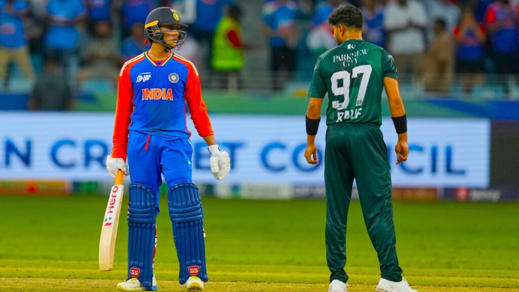 IND vs PAK: Pakistan captain Salman Ali Agha has defended incidents like these where India's Abhishek Sharma confronted Pakistan's Haris Rauf multiple times during the Asia Cup Super 4 cricket match. (AP Photo)