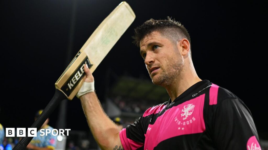Sean Dickson celebrates with Somerset