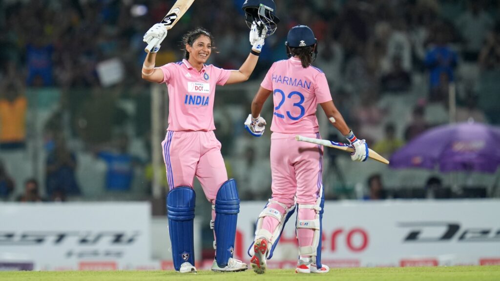 Smriti Mandhana scored the fastest ODI century by an Indian during the third IND vs AUS ODI in New Delhi. (Photo: X/BCCI Women)