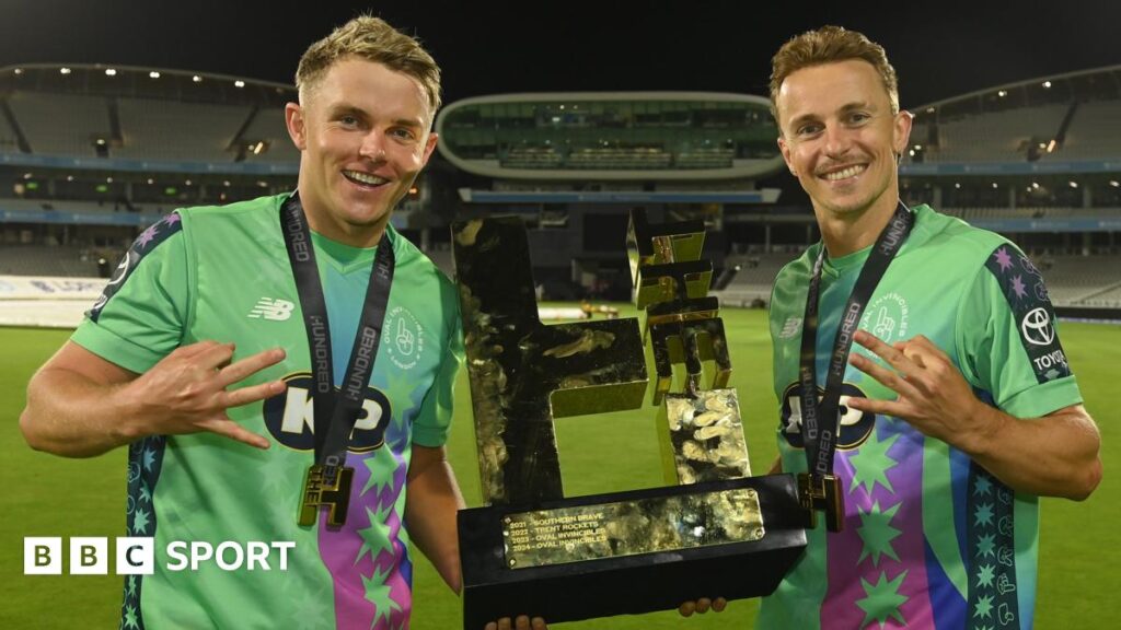 The Hundred trophy on the outfield at Lord's