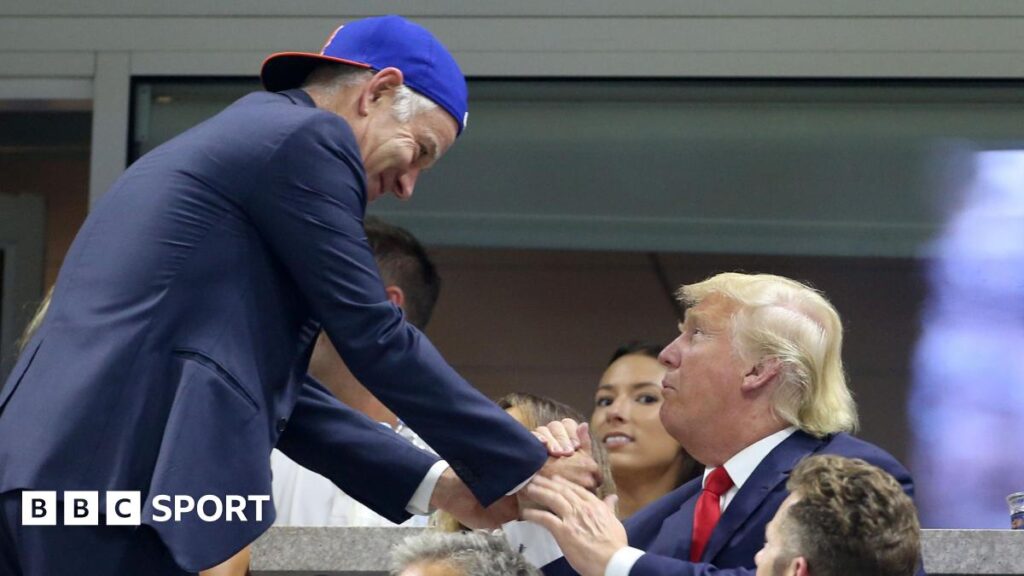 Donald Trump is greeted by John McEnroe at the 2015 US Open