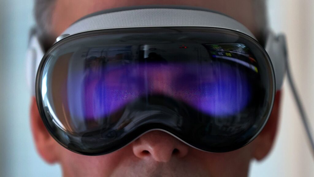 Apple Vision Pro worn by man (shown face on)