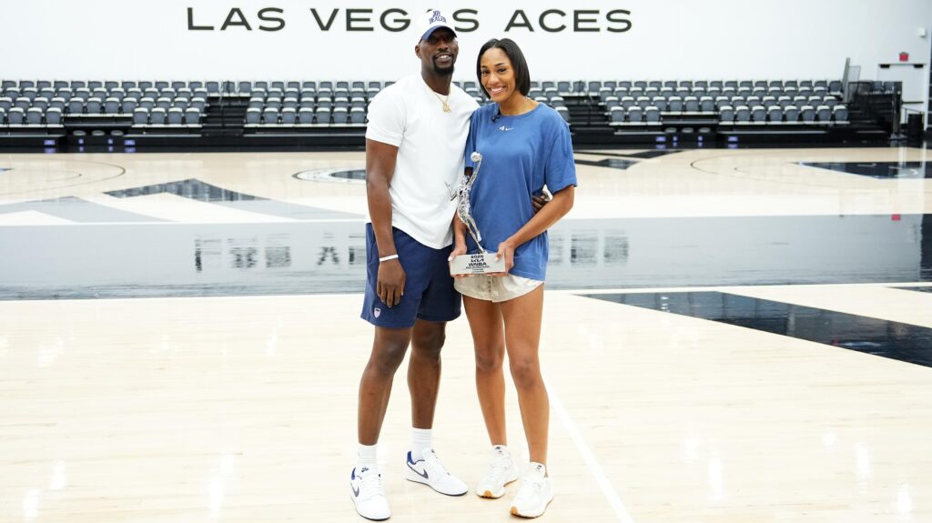 Heat's Bam Adebayo Attends A'ja Wilson, Aces vs. Mercury WNBA Finals Game 4 in Video