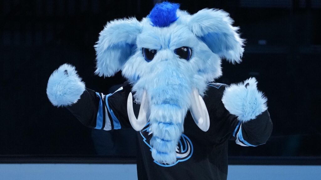 NHL's Mammoth Unveil New Mascot 'Tusky' in Photos Ahead of Home Opener vs. Flames