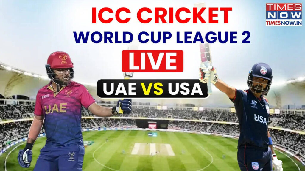 UAE 45/2 (14.4) vs USA | USA Vs UAE Live Score ICC Cricket World Cup League 2 Watch USA Vs UAE Live score | USA Banaam UAE ke Aaj ke match ka Live Score Match Scorecard Ball By Ball Commentary Updates UAE 45/2 (14.4) vs USA | USA Vs UAE Live Score ICC Cricket World Cup League 2 Watch USA Vs UAE Live score | USA Banaam UAE ke Aaj ke match ka Live Score Match Scorecard Ball By Ball Commentary Updates