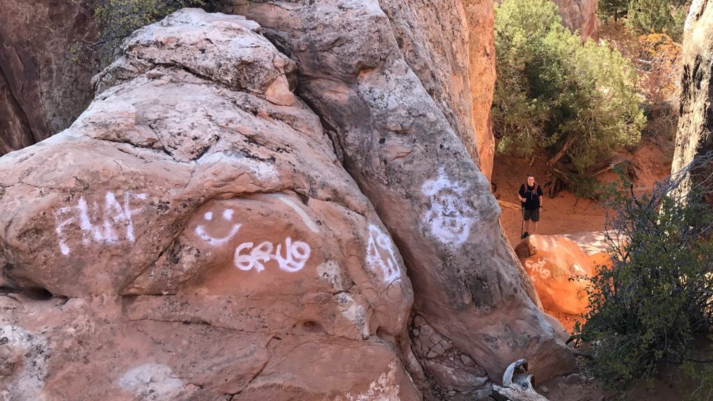 Vandals Left Graffiti in Arches National Park Allyson Mathis captured this image of the graffiti inside Arches National Park